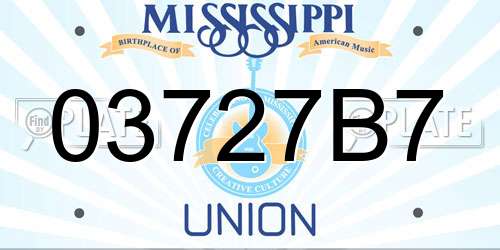 03727B7 Mississippi License Plate