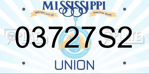 03727S2 Mississippi License Plate