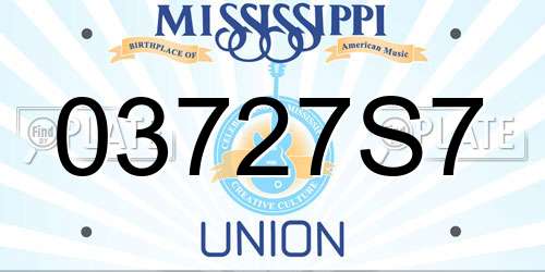 03727S7 Mississippi License Plate