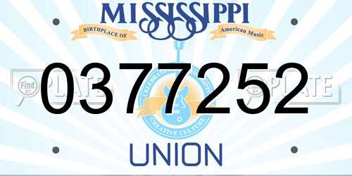 0377252 Mississippi License Plate
