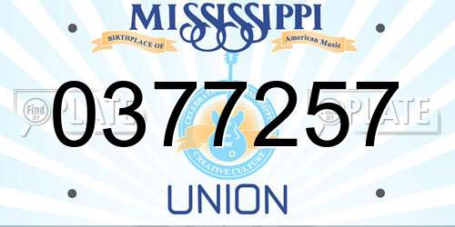 0377257 Mississippi License Plate