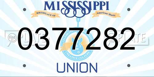 0377282 Mississippi License Plate