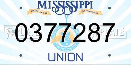 0377287 Mississippi License Plate