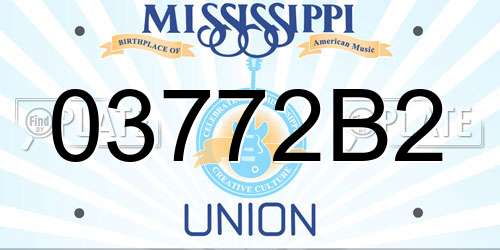 03772B2 Mississippi License Plate