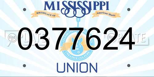 0377624 Mississippi License Plate