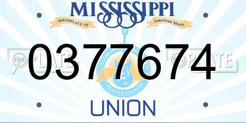 0377674 Mississippi License Plate
