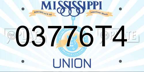 03776T4 Mississippi License Plate