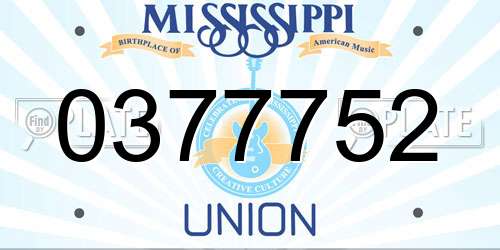 0377752 Mississippi License Plate