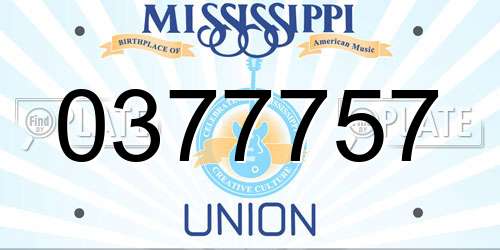 0377757 Mississippi License Plate