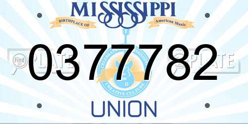 0377782 Mississippi License Plate