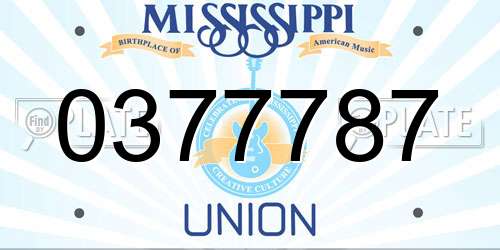 0377787 Mississippi License Plate