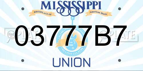 03777B7 Mississippi License Plate