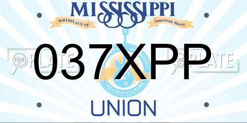 037XPP Mississippi License Plate