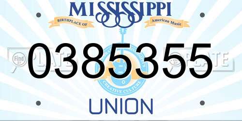 0385355 Mississippi License Plate