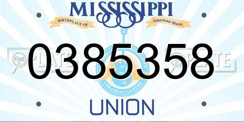 0385358 Mississippi License Plate