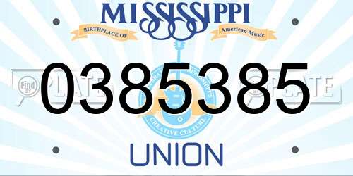 0385385 Mississippi License Plate