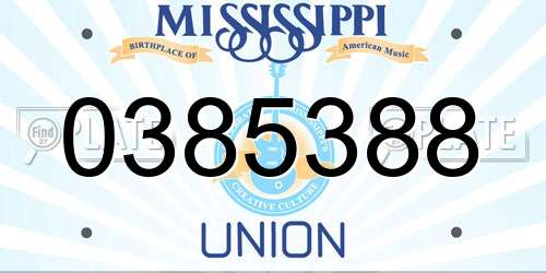 0385388 Mississippi License Plate