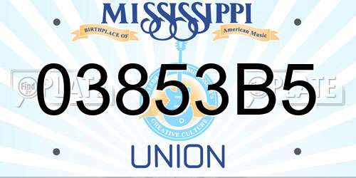 03853B5 Mississippi License Plate