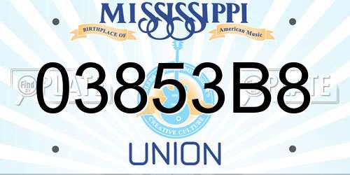 03853B8 Mississippi License Plate
