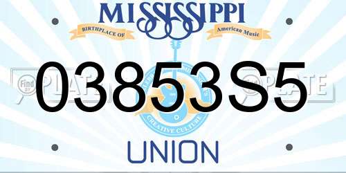 03853S5 Mississippi License Plate