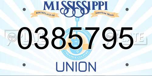 0385795 Mississippi License Plate