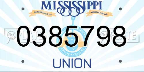 0385798 Mississippi License Plate