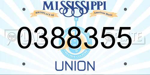 0388355 Mississippi License Plate