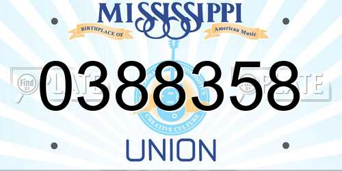 0388358 Mississippi License Plate