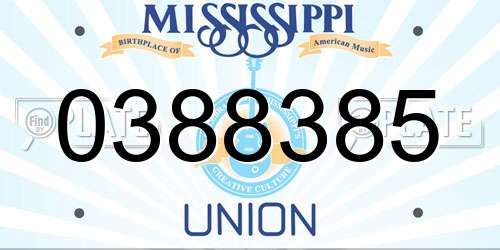 0388385 Mississippi License Plate