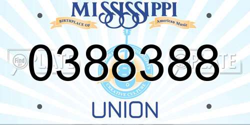0388388 Mississippi License Plate