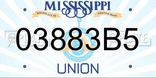 03883B5 Mississippi License Plate