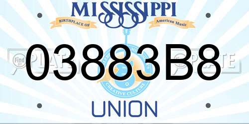 03883B8 Mississippi License Plate