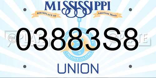 03883S8 Mississippi License Plate