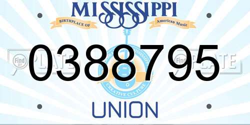 0388795 Mississippi License Plate