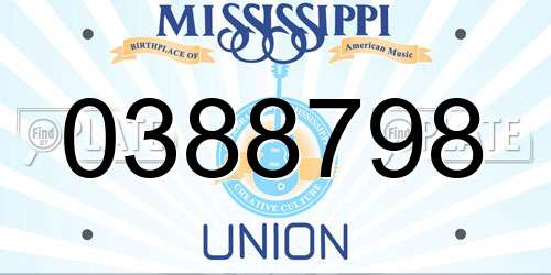 0388798 Mississippi License Plate