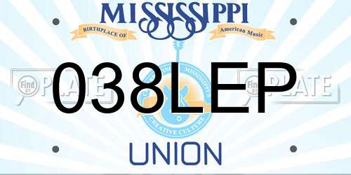 038LEP Mississippi License Plate