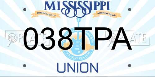 038TPA Mississippi License Plate