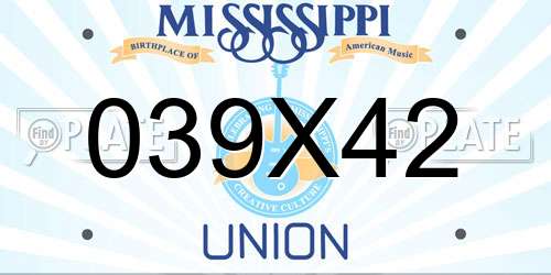 039X42 Mississippi License Plate