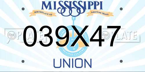 039X47 Mississippi License Plate