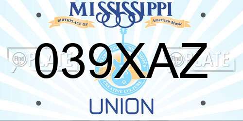 039XAZ Mississippi License Plate