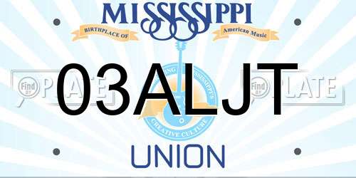 03ALJT Mississippi License Plate