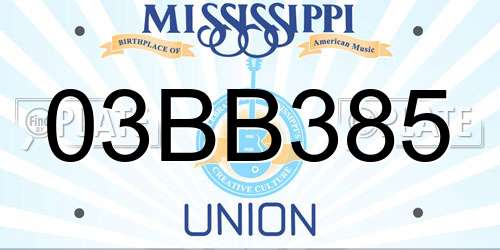 03BB385 Mississippi License Plate