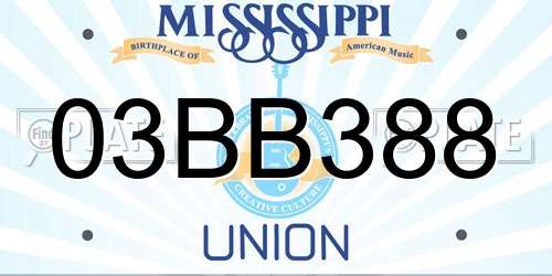 03BB388 Mississippi License Plate