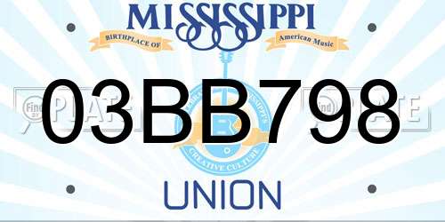 03BB798 Mississippi License Plate