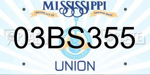 03BS355 Mississippi License Plate