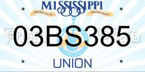 03BS385 Mississippi License Plate