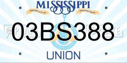 03BS388 Mississippi License Plate