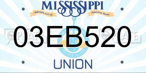 03EB520 Mississippi License Plate