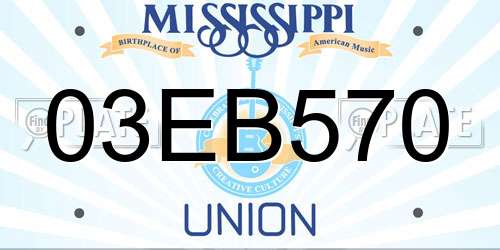 03EB570 Mississippi License Plate