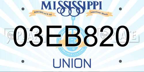 03EB820 Mississippi License Plate